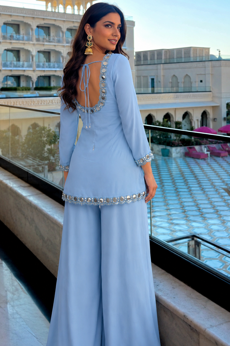 Sky Mirror Embellished Co-Ord Set