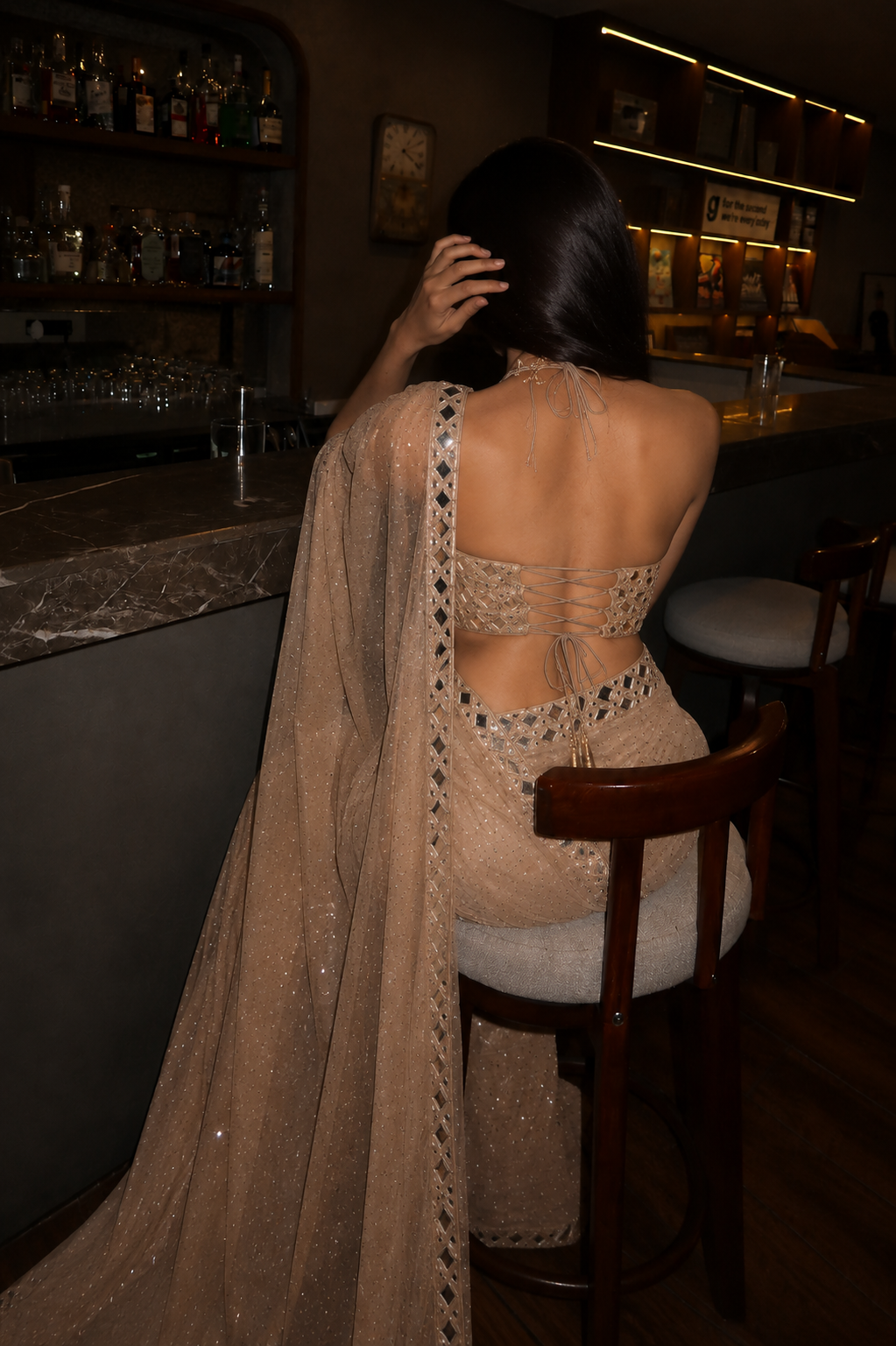 Nude Gold Mirror Luxe Saree
