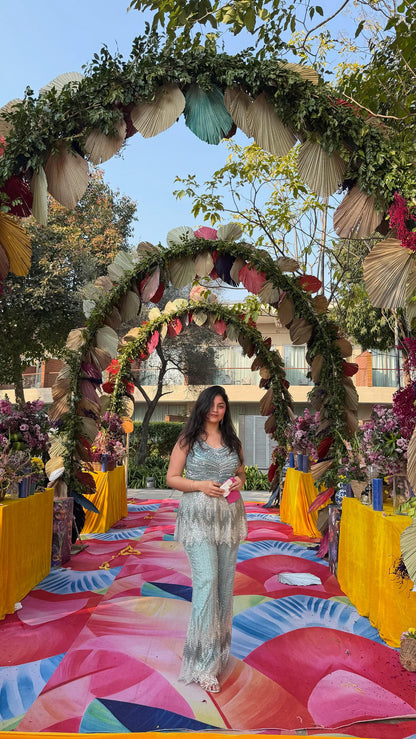Aqua Sequins Sharara Set