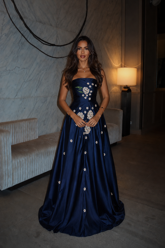 Donna Royale Floral Satin Gown