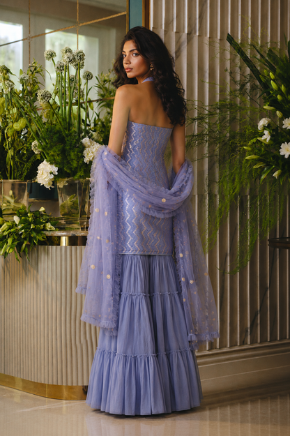 Lilac Sharara Set in Light Blue