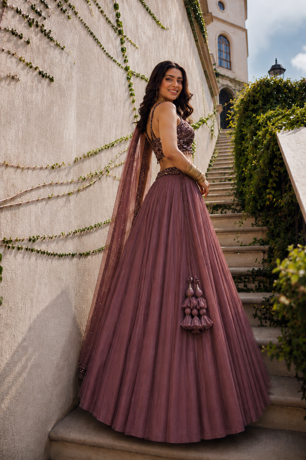 Mauve Stardust Sequins Lehenga Set