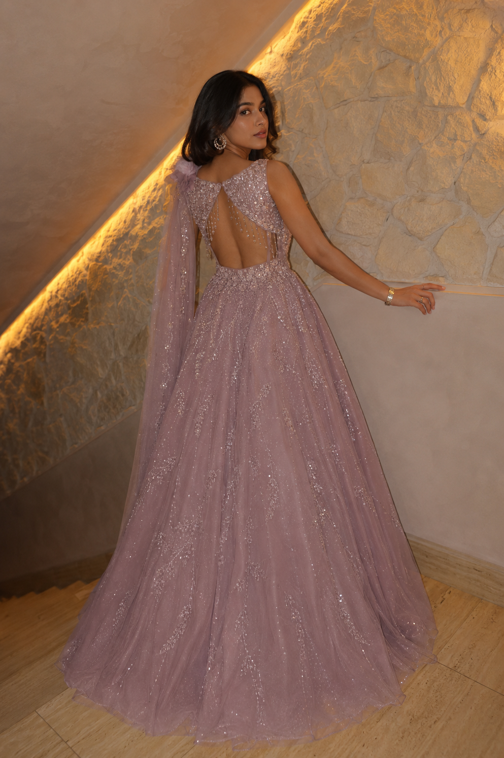 Embellished Princess Gown in Lavender