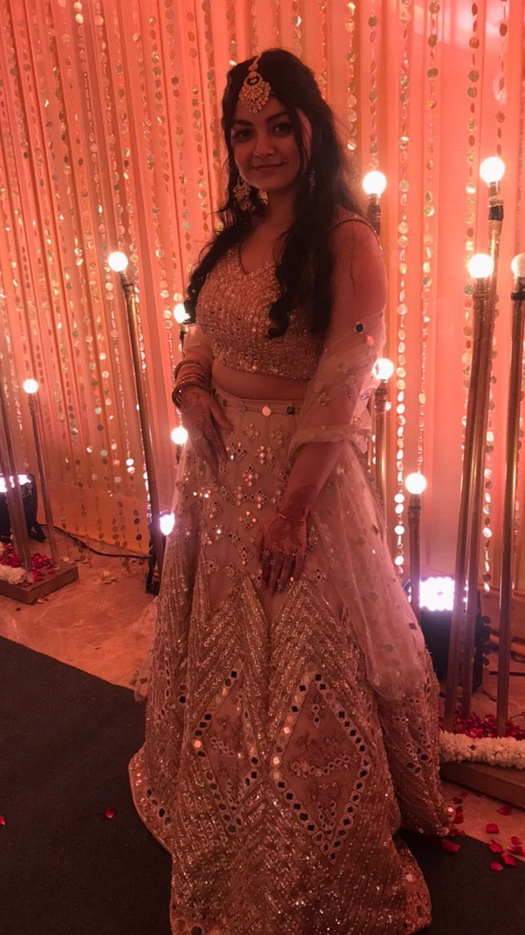 Glittering Mirror Embellished Reception Lehenga