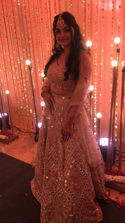 Glittering Mirror Embellished Reception Lehenga