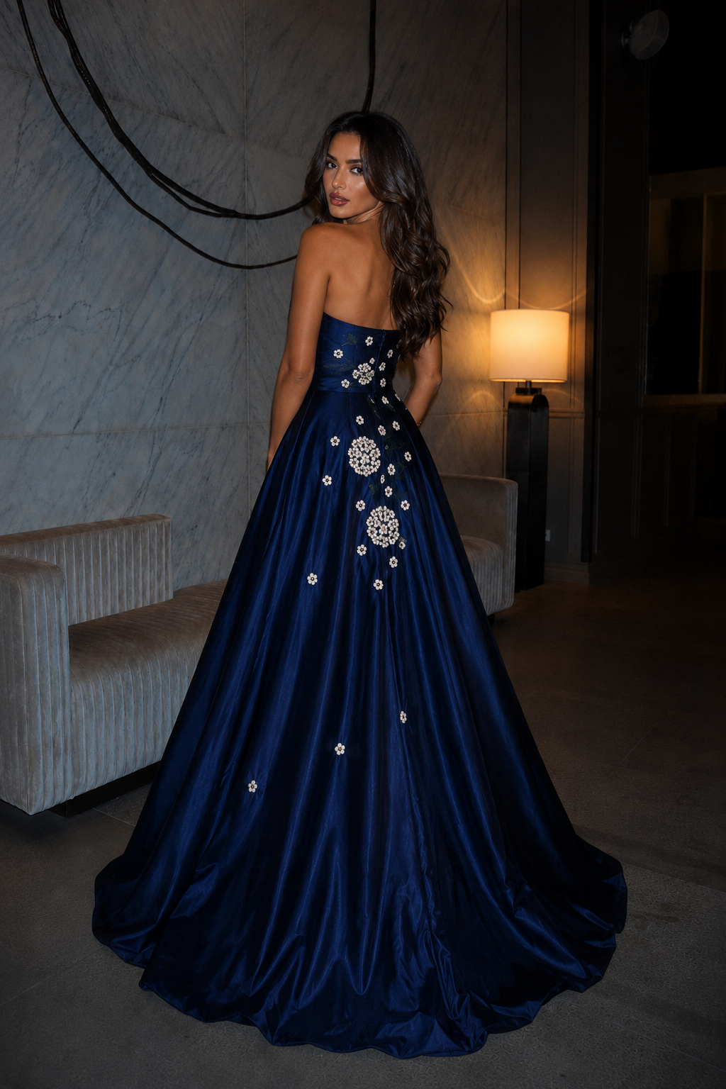 Donna Royale Floral Satin Gown