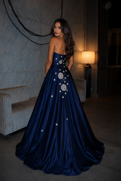 Donna Royale Floral Satin Gown