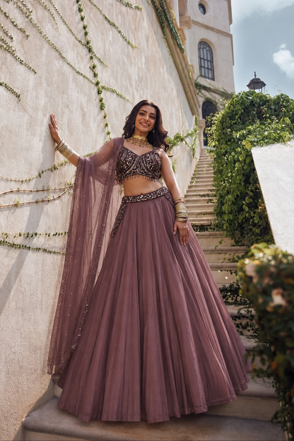 Mauve Stardust Sequins Lehenga Set