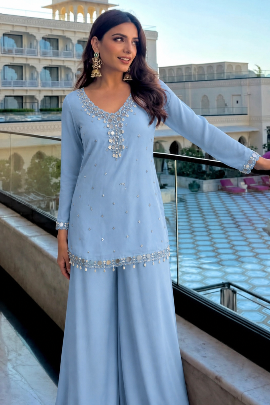 Sky Mirror Embellished Co-Ord Set