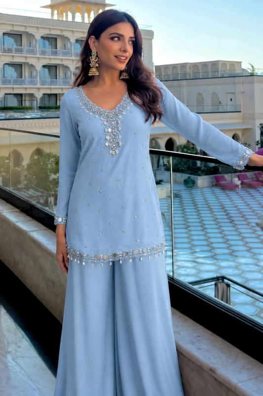 Sky Mirror Embellished Co-Ord Set