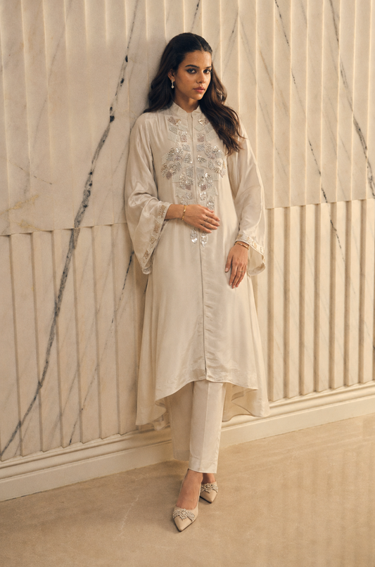 Meher Ivory Embroidered Co-ord Set