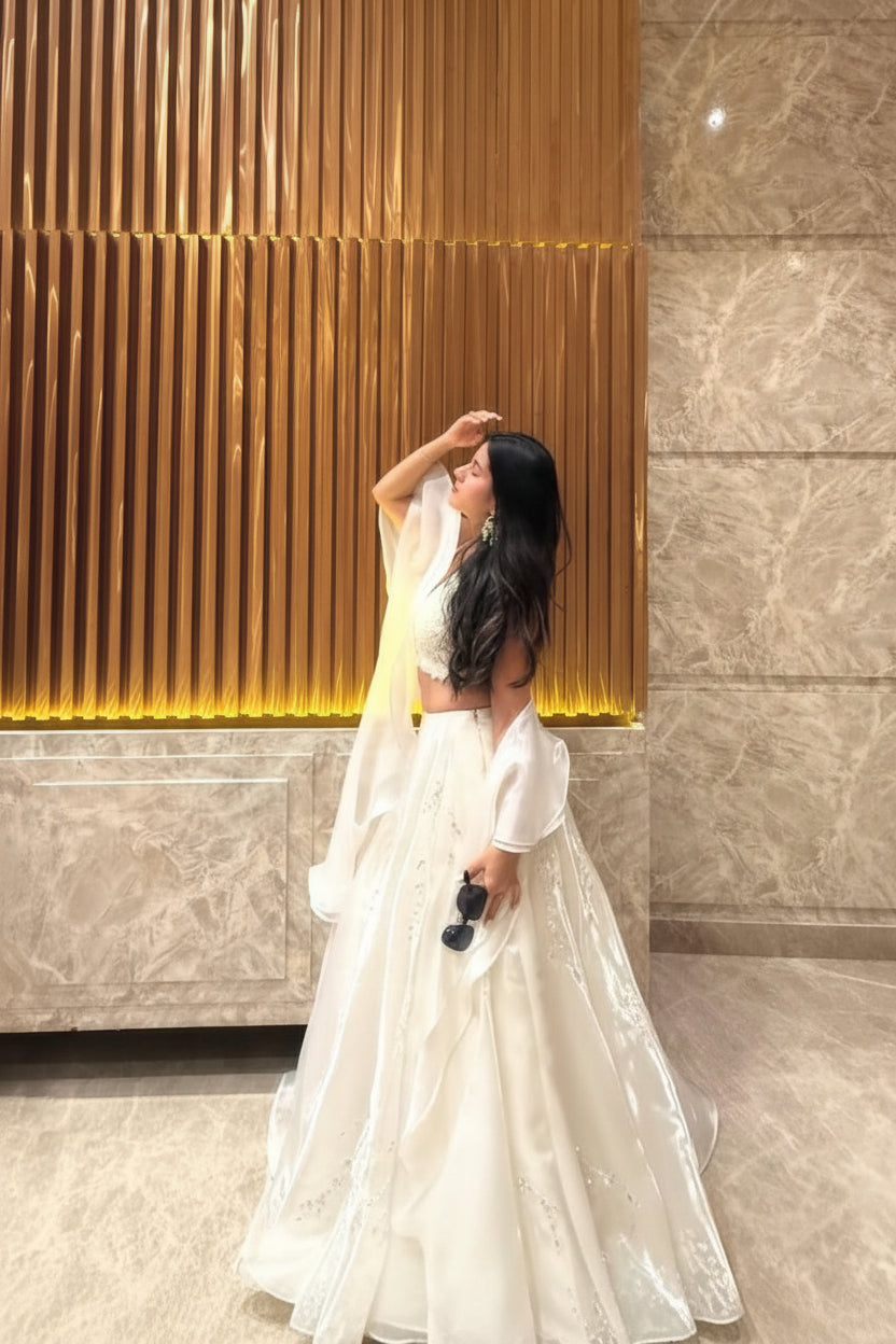 Swan Dreamy Lehenga in White