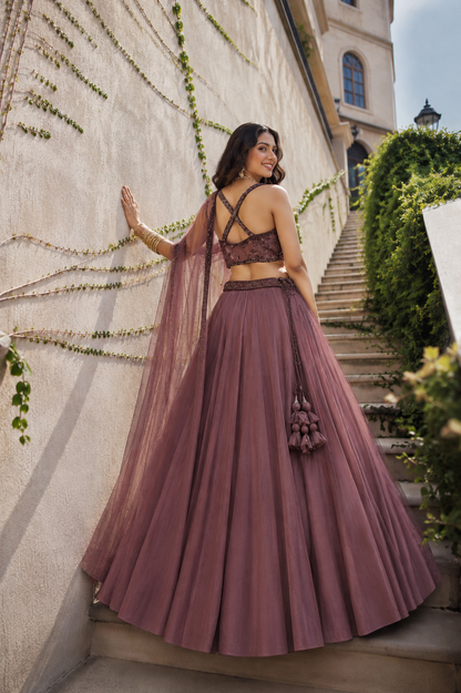 Mauve Stardust Sequins Lehenga Set