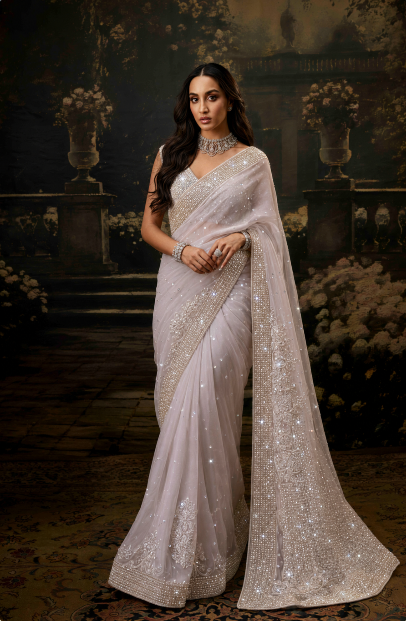 Celeste Ivory Sequin Saree